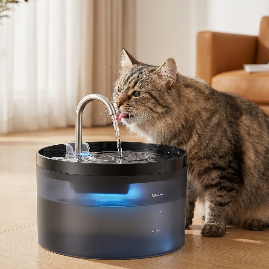 VersePaw cat water fountain with a cat drinking